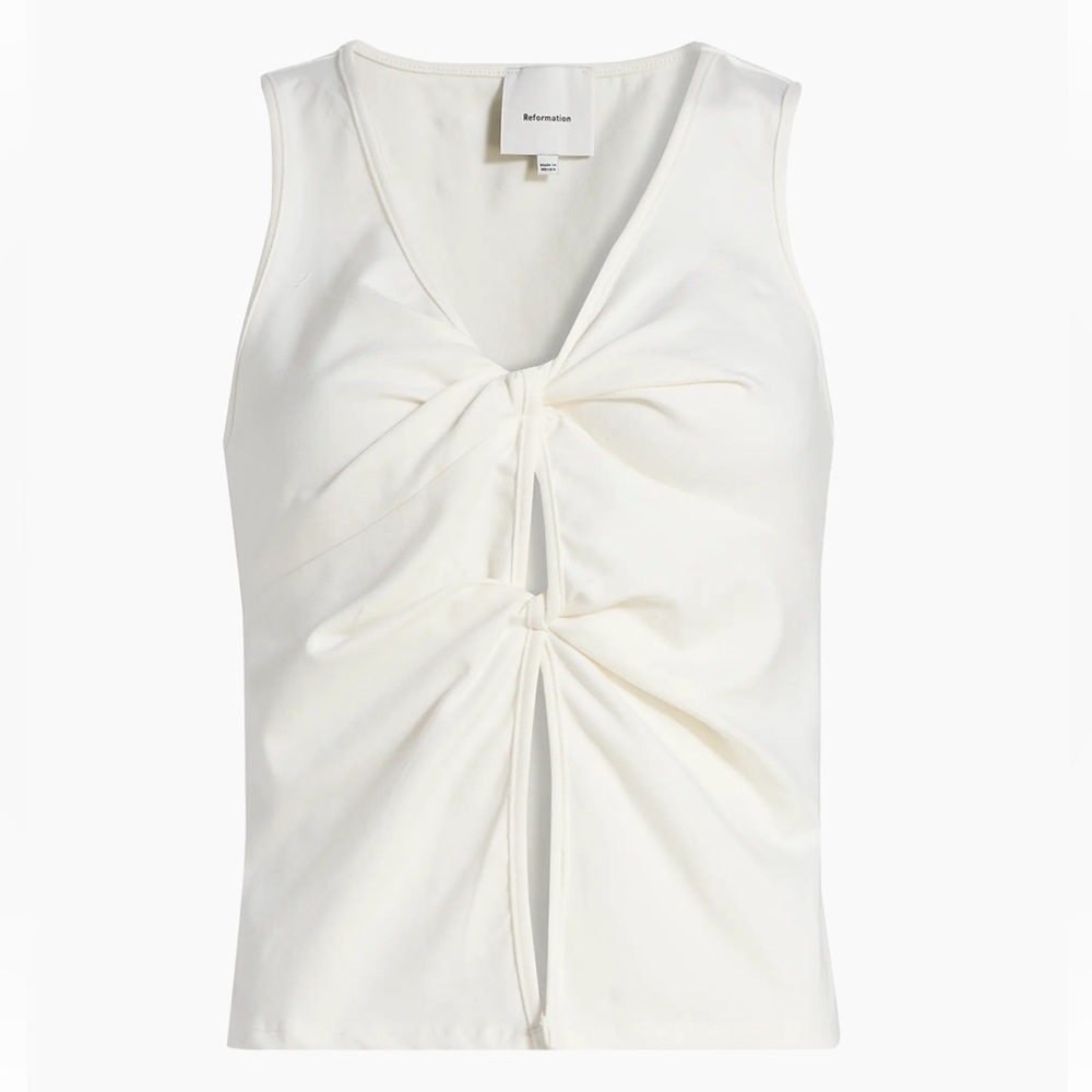 NWT Reformation Tefi Sleeveless Stretch-Cotton Top in Fior di Latte Size S